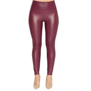 Bershka Faux Leather Leggings High Rise Stretch Pants Size Medium Burgundy